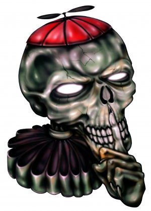 6" printed airbrushed  design skull with hat vinyl decal sticker for any smooth surface.