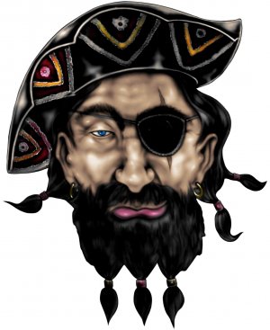 6" printed airbrushed  design pirate vinyl decal sticker for any smooth surface.