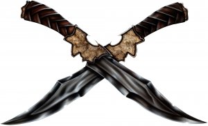 6" printed airbrushed  design swords vinyl decal sticker for any smooth surface.