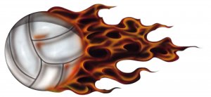6" printed airbrushed  design flaming volley ball vinyl decal sticker for any smooth surface.