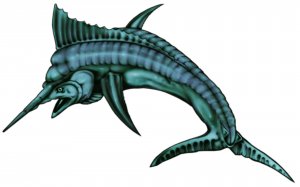 6" printed airbrushed  design sword fish vinyl decal sticker for any smooth surface.