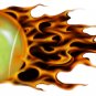 6" printed airbrushed  design flaming tennis ball vinyl decal sticker for any smooth surface.