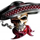 6" printed airbrushed  design smoking skull vinyl decal sticker for any smooth surface.