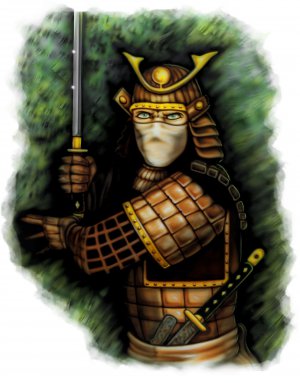 6" printed airbrushed  design samurai vinyl decal sticker for any smooth surface.
