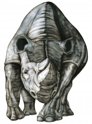 6" printed airbrushed  design rhino vinyl decal sticker for any smooth surface.