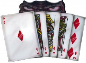 6" printed airbrushed  design royal flush vinyl decal sticker for any smooth surface.