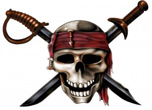6" printed airbrushed  design pirate (2) vinyl decal sticker for any smooth surface.