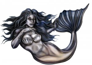 6" printed airbrushed  design mermaid vinyl decal sticker for any smooth surface.