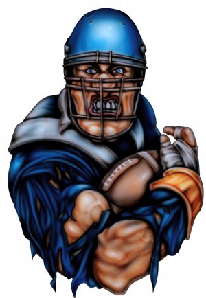 6" printed airbrushed  design football player vinyl decal sticker for any smooth surface.