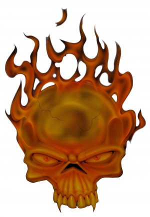 6" printed airbrushed  design flamin' vinyl decal sticker for any smooth surface.