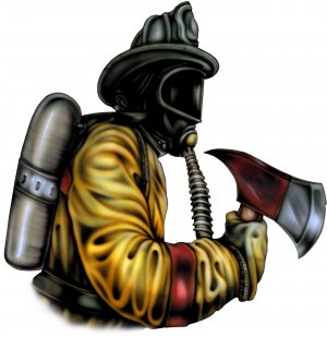 6" printed airbrushed  design fire fighter vinyl decal sticker for any smooth surface.
