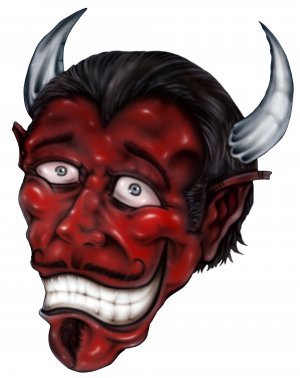 6" printed airbrushed  design devil vinyl decal sticker for any smooth surface.