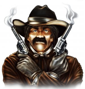 6" printed airbrushed  design cowboy vinyl decal sticker for any smooth surface.