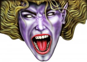 6" printed airbrushed  design crazy lady vinyl decal sticker for any smooth surface.