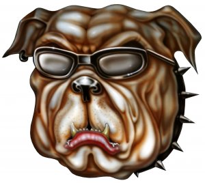6" printed airbrushed  design bulldog vinyl decal sticker for any smooth surface.