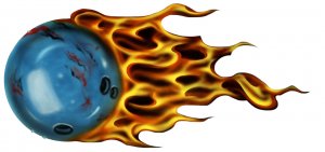6" printed airbrushed  design flaming bowling ball vinyl decal sticker for any smooth surface.