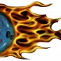 6" printed airbrushed  design flaming bowling ball vinyl decal sticker for any smooth surface.