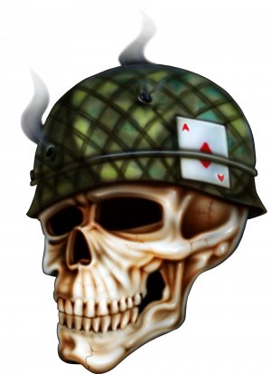 6" printed airbrushed  design army skull vinyl decal sticker for any smooth surface.