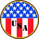 6" printed Military patriotic round flag vinyl decal sticker for any smooth surface.