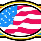 6" printed Military patrotic oval flag decal sticker for any smooth surface.