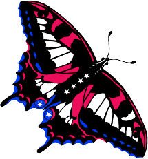 6" printed Military patrotic butterfly vinyl decal sticker for any smooth surface.