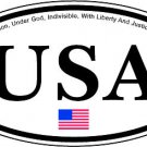 6" printed Military patrotic oval USA white background vinyl decal sticker for any smooth surface.
