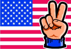 6" printed Military patrotic peace sign flag vinyl decal sticker for any smooth surface.