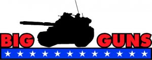 6" printed Military patriotic big guns vinyl decal sticker for any smooth surface.