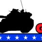 6" printed Military patriotic big guns vinyl decal sticker for any smooth surface.