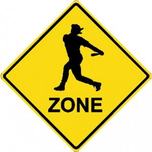 12"x12" Aluminum baseball batter sport crossing sign for indoor or outdoor use.