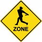12"x12" Aluminum baseball batter sport crossing sign for indoor or outdoor use.