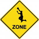 12"x12" Aluminum basketball sport crossing sign for indoor or outdoor use.