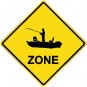 12"x12" Aluminum bass fishing sport crossing sign for indoor or outdoor use.