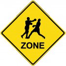 12"x12" Aluminum boxers sport crossing sign for indoor or outdoor use.