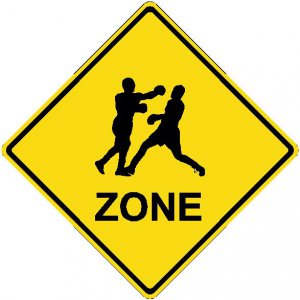 12"x12" Aluminum boxers sport crossing sign for indoor or outdoor use.