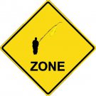 12"x12" Aluminum fly fishing sport crossing sign for indoor or outdoor use.