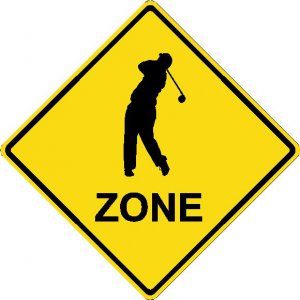 12"x12" Aluminum golfer sport crossing sign for indoor or outdoor use.