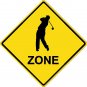 12"x12" Aluminum golfer sport crossing sign for indoor or outdoor use.