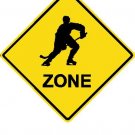 12"x12" Aluminum hockey player sport crossing sign for indoor or outdoor use.