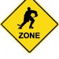 12"x12" Aluminum hockey player sport crossing sign for indoor or outdoor use.