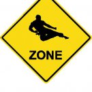 12"x12" Aluminum karate kick sport crossing sign for indoor or outdoor use.