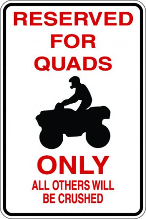 9"x12" SPT1  4 WHEELER QUAD Aluminum Novelty Parking sign for indoor or outdoor use.
