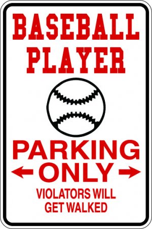 9"x12" SPT5 BASEBALL PLAYER Aluminum Novelty Parking sign for indoor or outdoor use.