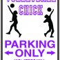 9"x12" SPT40 VOLLEYBALL CHICK Aluminum Novelty Parking sign for indoor or outdoor use.