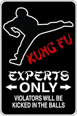 9"x12" SPT75 KUNG FU Aluminum Novelty Parking sign for indoor or outdoor use.