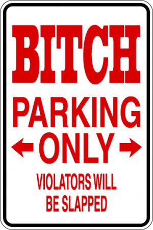 9"x12" MISC32 Bitch Aluminum Novelty Parking sign for indoor or outdoor use.