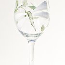 Hand Painted Wine Glass - Dragonfly Floral Design - Set of Two