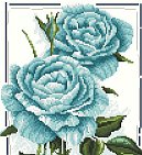Counted cross stitch pattern / chart PDF "Abstract blue rose"