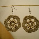 Crocheted earrings, 100% linen