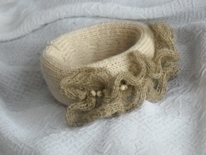 Knitted bracelet, cotton - linen